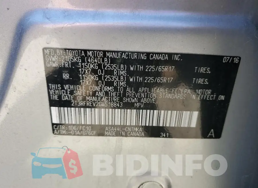 2T3RFREV2GW518843 Photo# 13