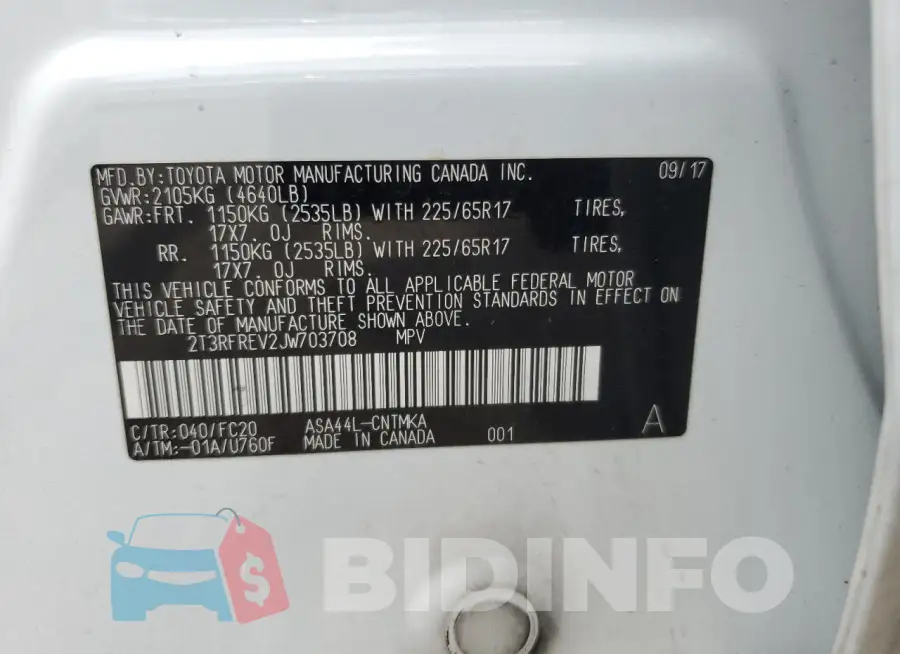 2T3RFREV2JW703708 Photo# 12