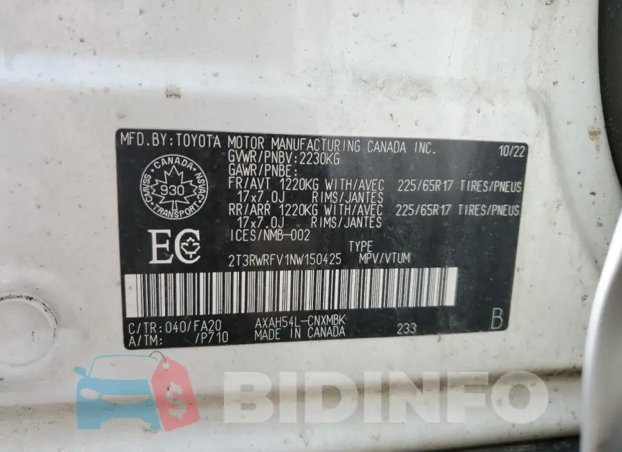 2T3RWRFV1NW150425 Photo# 13