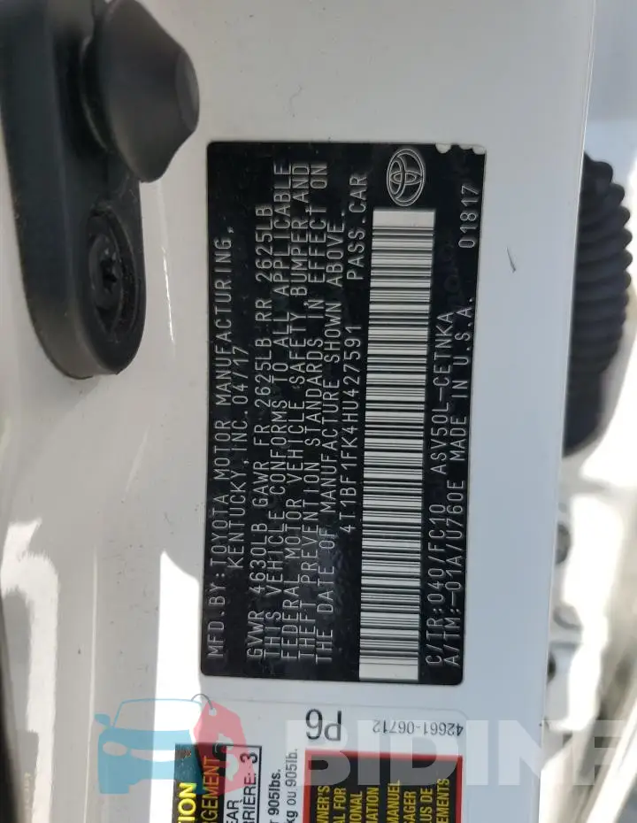 4T1BF1FK4HU427591 Photo# 12