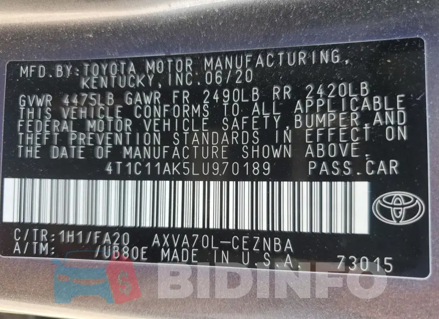 4T1C11AK5LU970189 Photo# 13