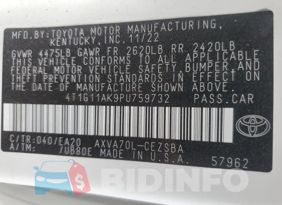 4T1G11AK9PU759732 Photo# 12