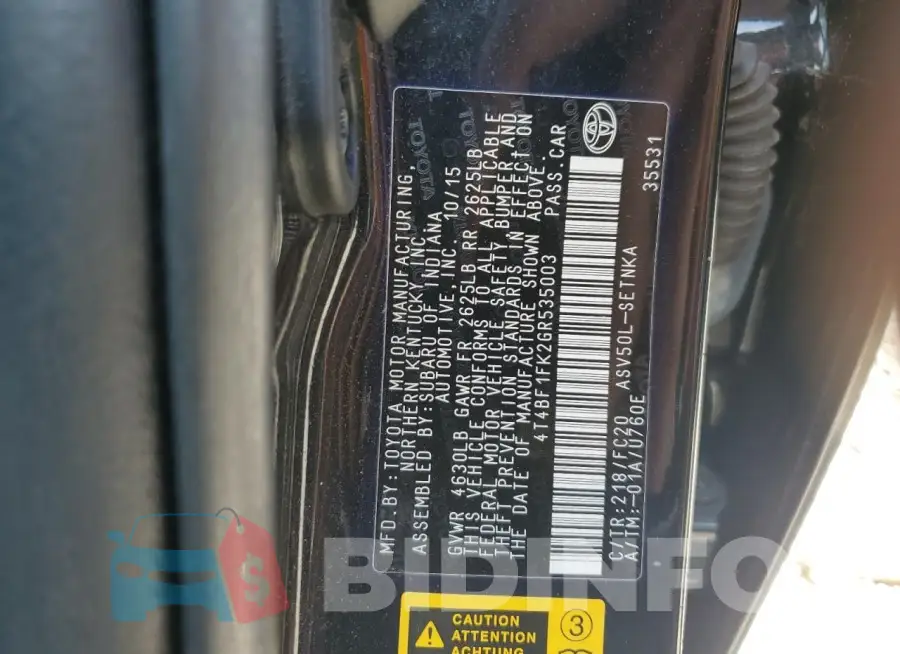 4T4BF1FK2GR535003 Photo# 12