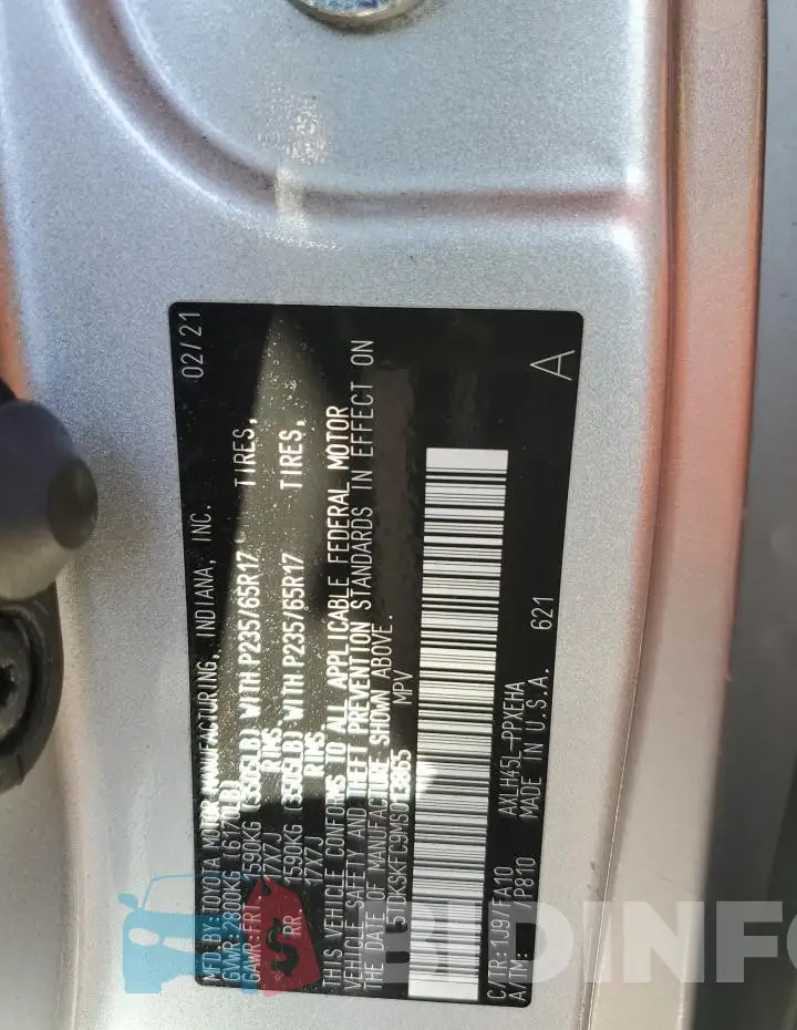 5TDKSKFC9MS013865 Photo# 13