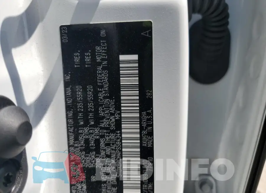 5TDXBRCH4PS584344 Photo# 14