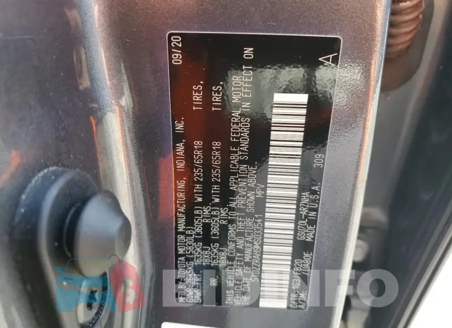 5TDZZRAH9MS033541 Photo# 14