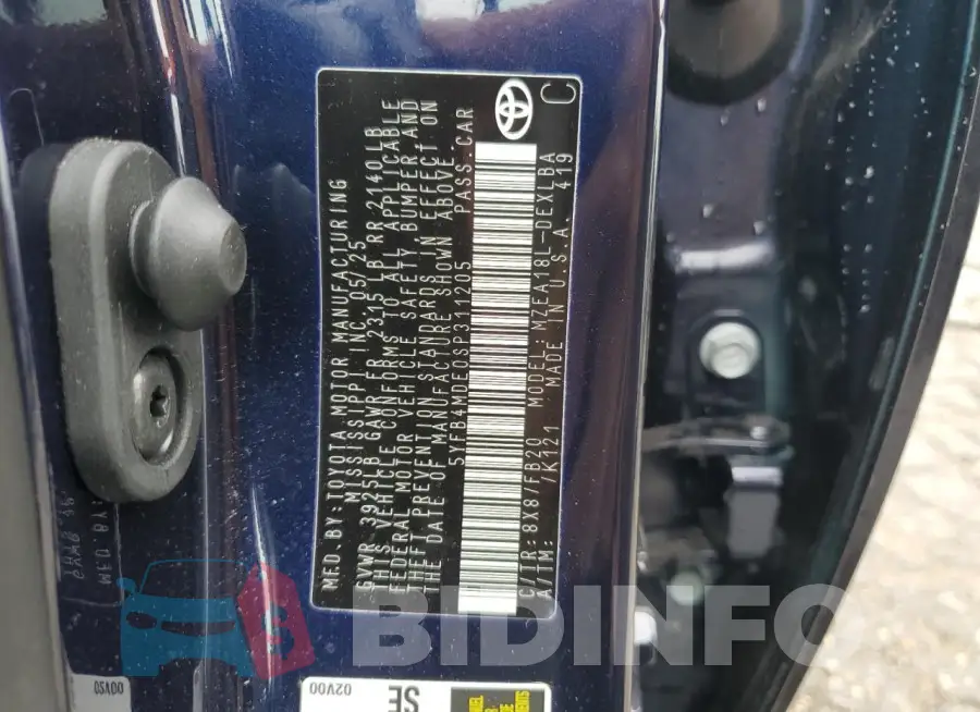 5YFB4MDE0SP311205 Photo# 13