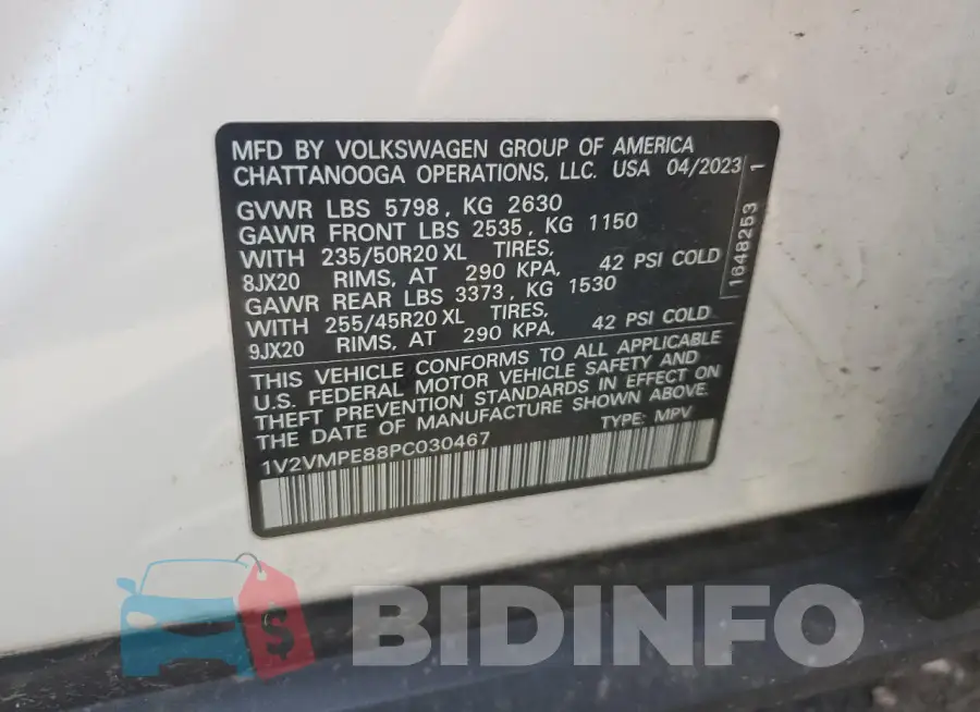 1V2VMPE88PC030467 Photo# 13