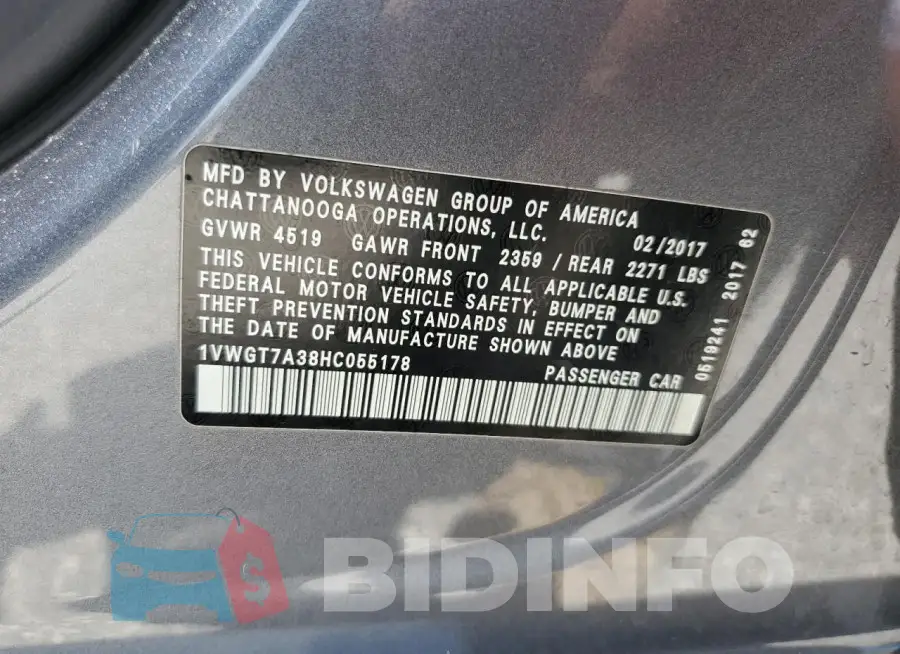 1VWGT7A38HC055178 Photo# 13