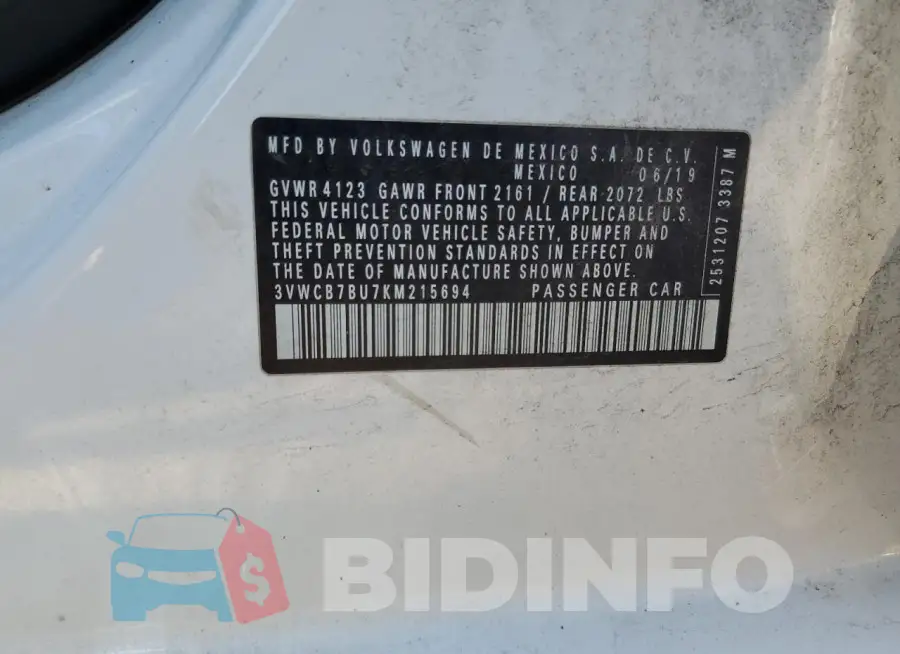 3VWCB7BU7KM215694 Photo# 12