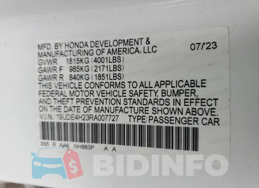 19UDE4H23RA007727 Photo# 13
