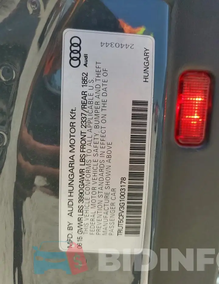 TRUT5CFV3G1003178 Photo# 13