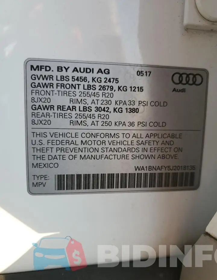 WA1BNAFY5J2018135 Photo# 13