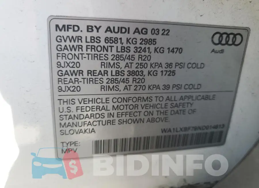 WA1LXBF79ND014613 Photo# 14