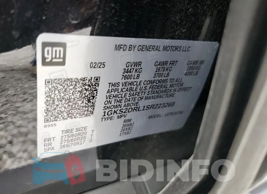 1GKS2DRL1SR223268 Photo# 13