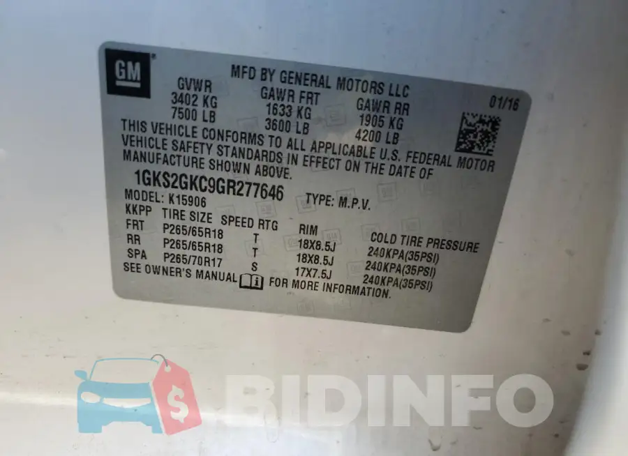 1GKS2GKC9GR277646 Photo# 13