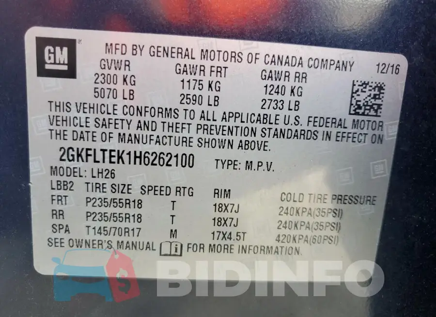 2GKFLTEK1H6262100 Photo# 13