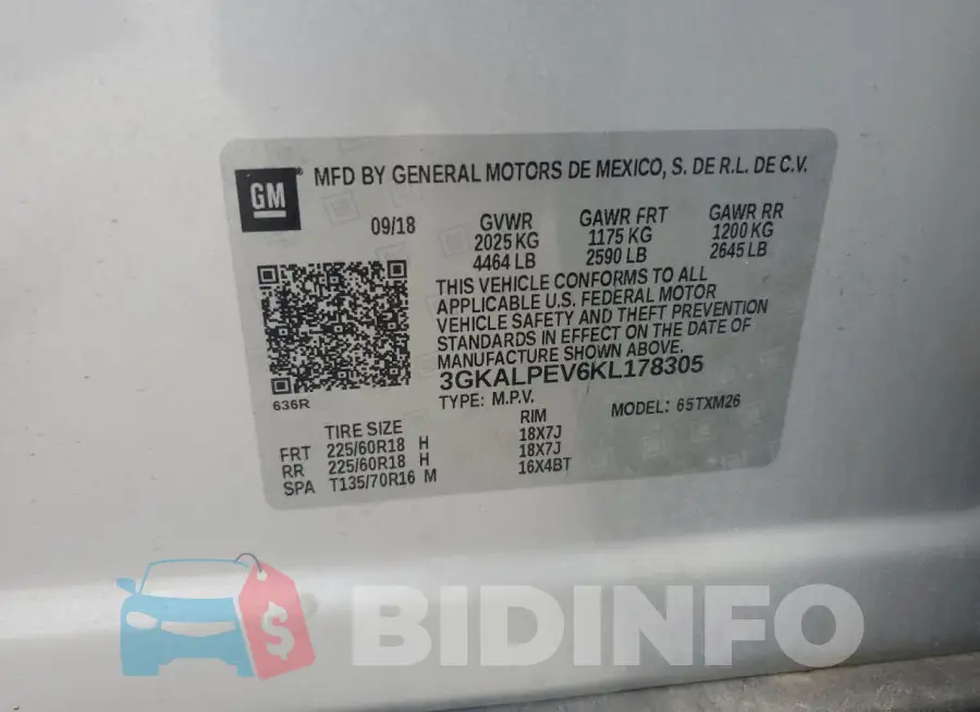 3GKALPEV6KL178305 Photo# 13