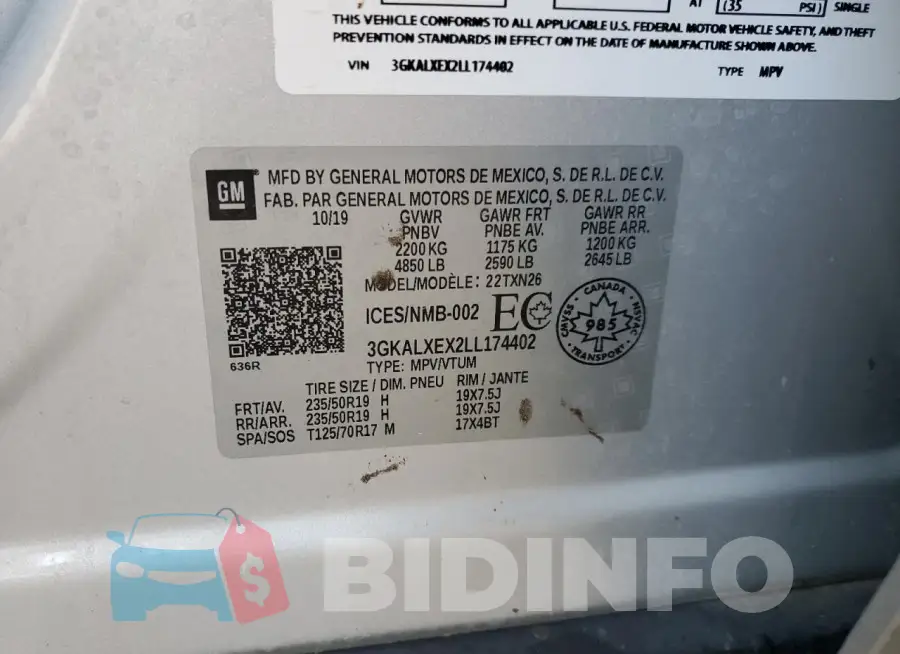 3GKALXEX2LL174402 Photo# 13