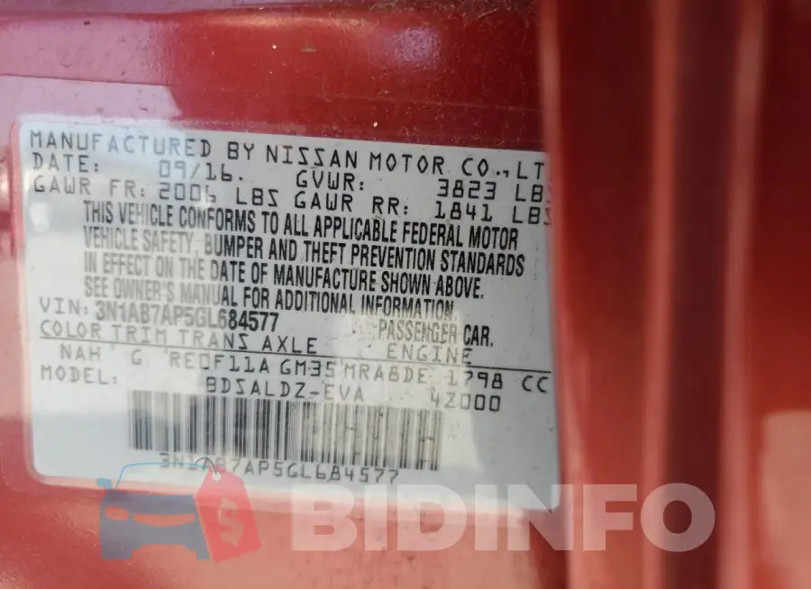 3N1AB7AP5GL684577 Photo# 12