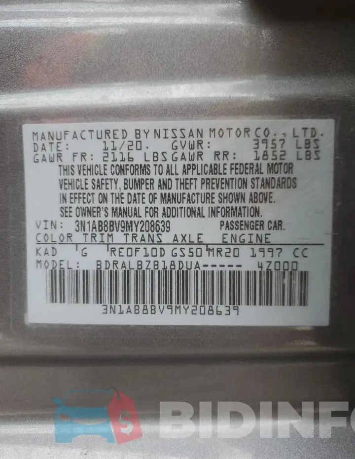 3N1AB8BV9MY208639 Photo# 12