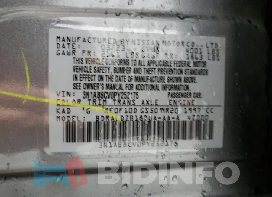 3N1AB8CV0PY252175 Photo# 13