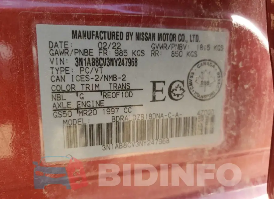 3N1AB8CV3NY247968 Photo# 13