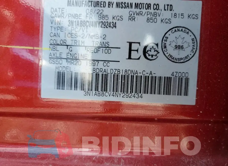 3N1AB8CV4NY292434 Photo# 13