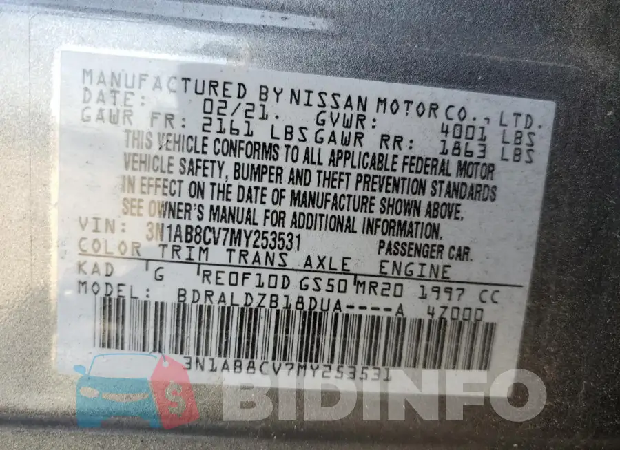 3N1AB8CV7MY253531 Photo# 12
