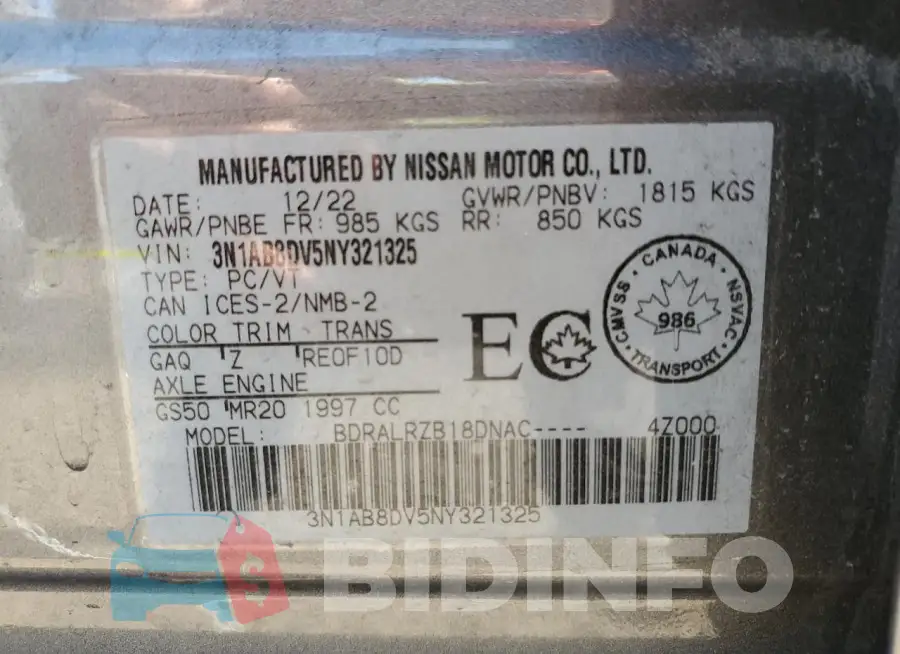 3N1AB8DV5NY321325 Photo# 12