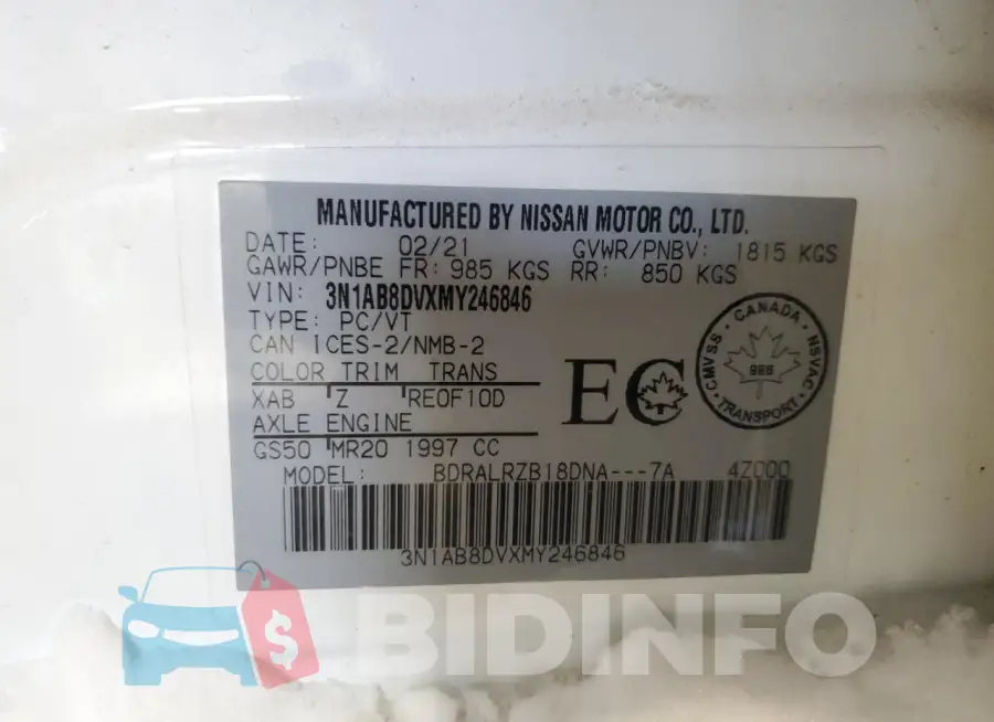 3N1AB8DVXMY246846 Photo# 13