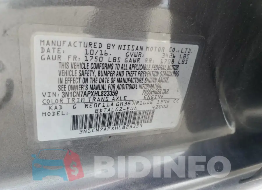 3N1CN7APXHL823359 Photo# 12