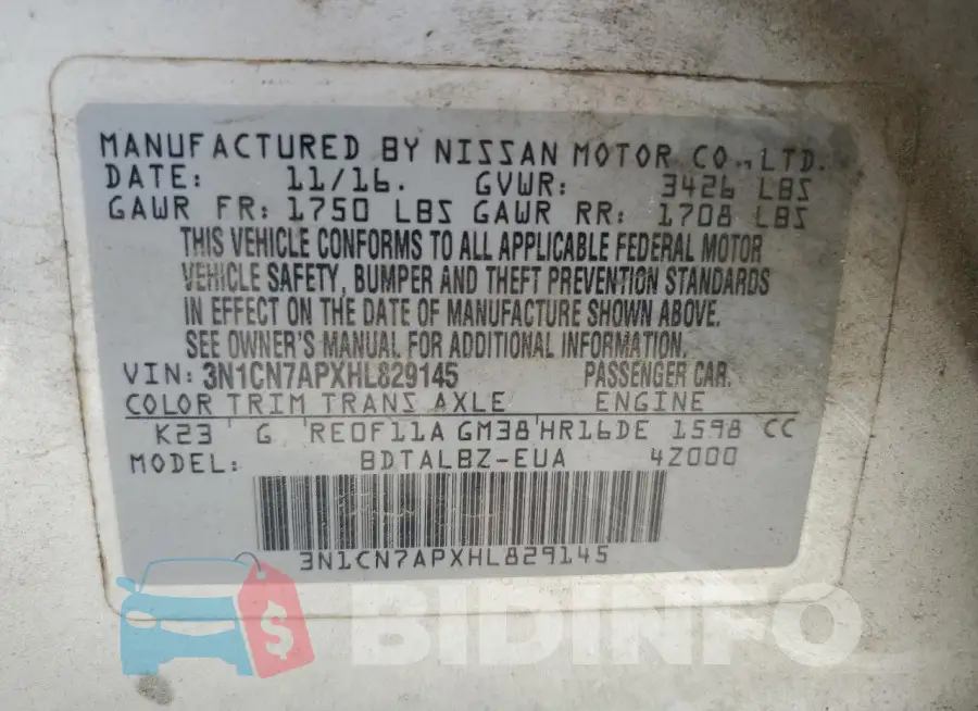 3N1CN7APXHL829145 Photo# 12