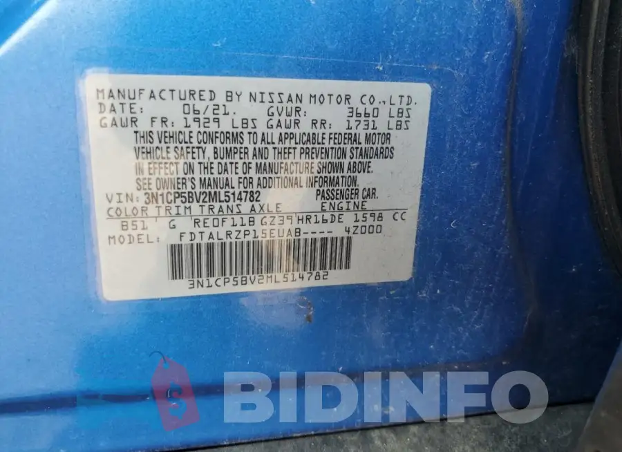 3N1CP5BV2ML514782 Photo# 12