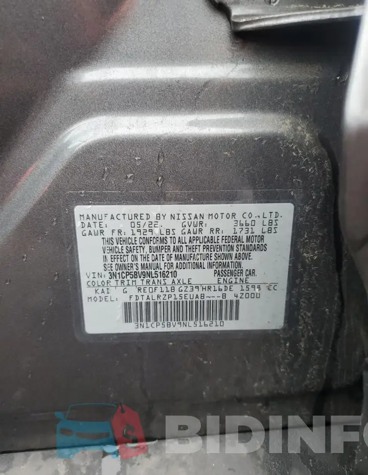 3N1CP5BV9NL516210 Photo# 13