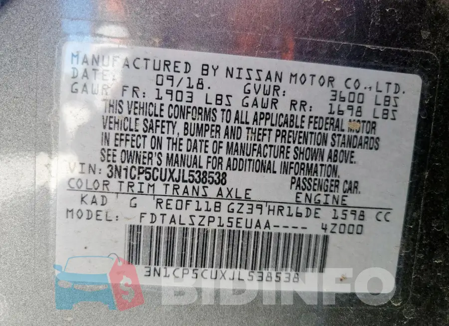 3N1CP5CUXJL538538 Photo# 13