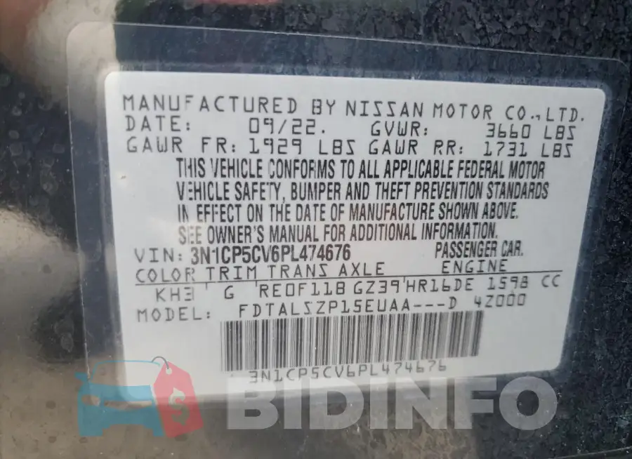 3N1CP5CV6PL474676 Photo# 14