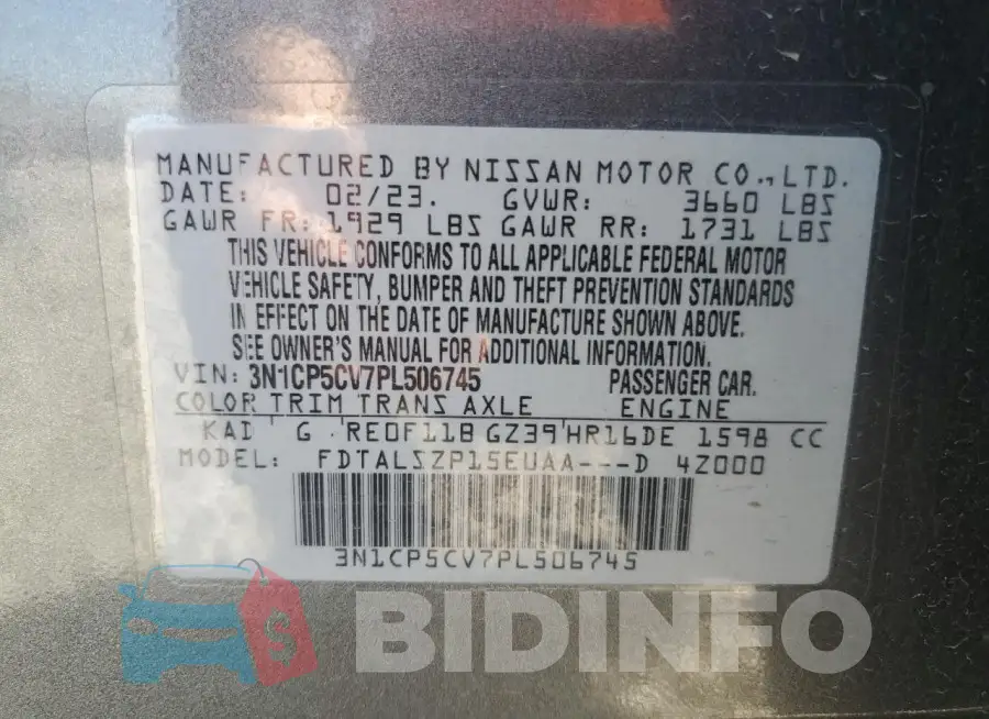 3N1CP5CV7PL506745 Photo# 13