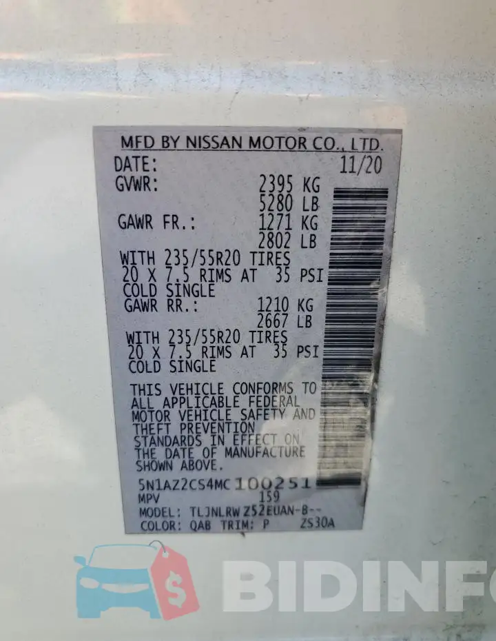 5N1AZ2CS4MC100251 Photo# 13