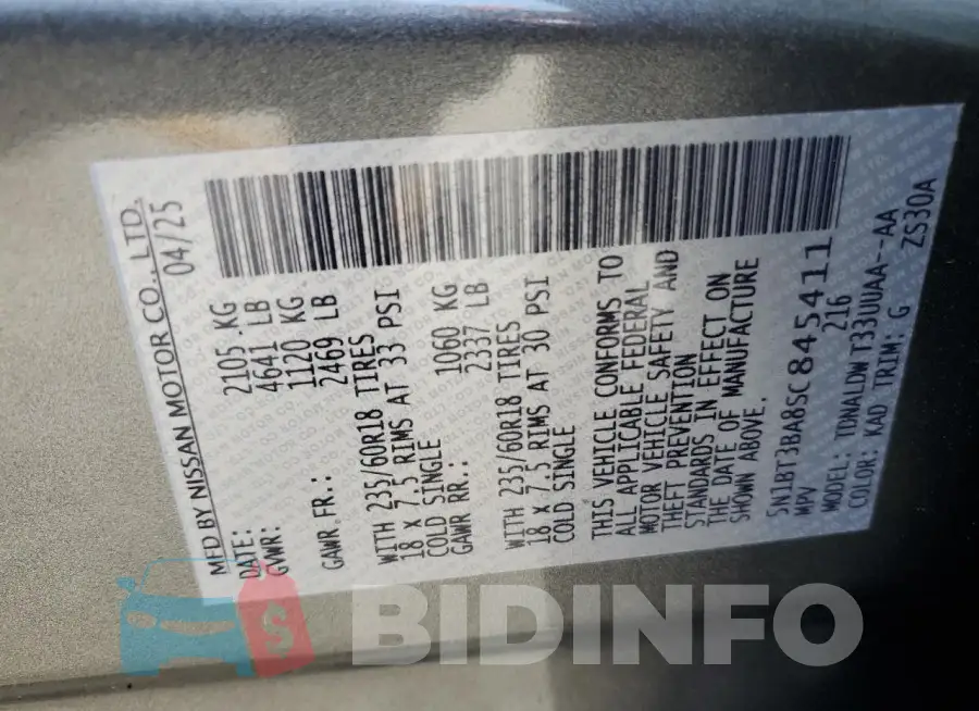 5N1BT3BA8SC845411 Photo# 13