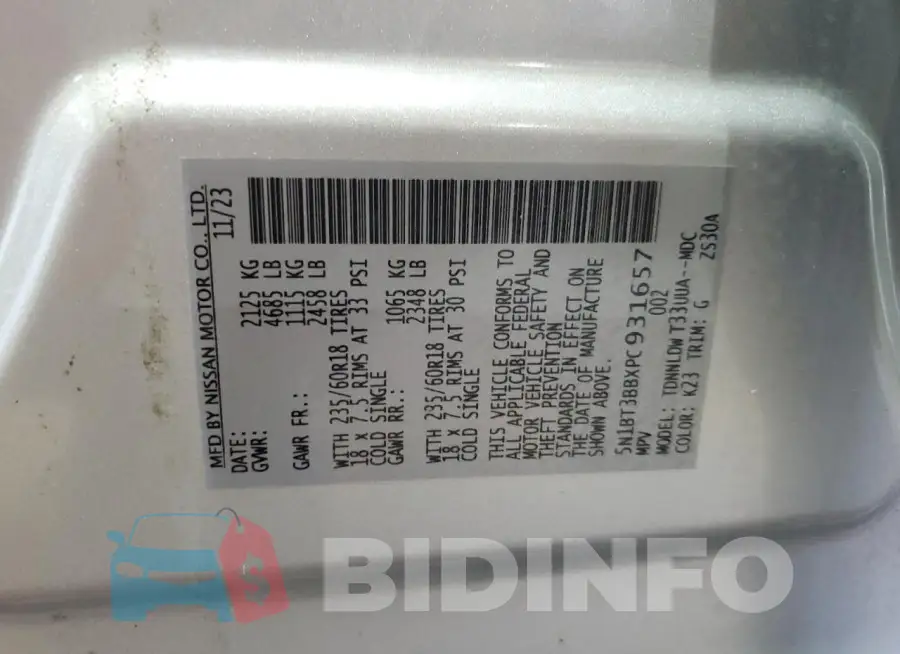 5N1BT3BBXPC931657 Photo# 13
