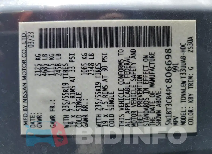 5N1BT3CB4PC806698 Photo# 13