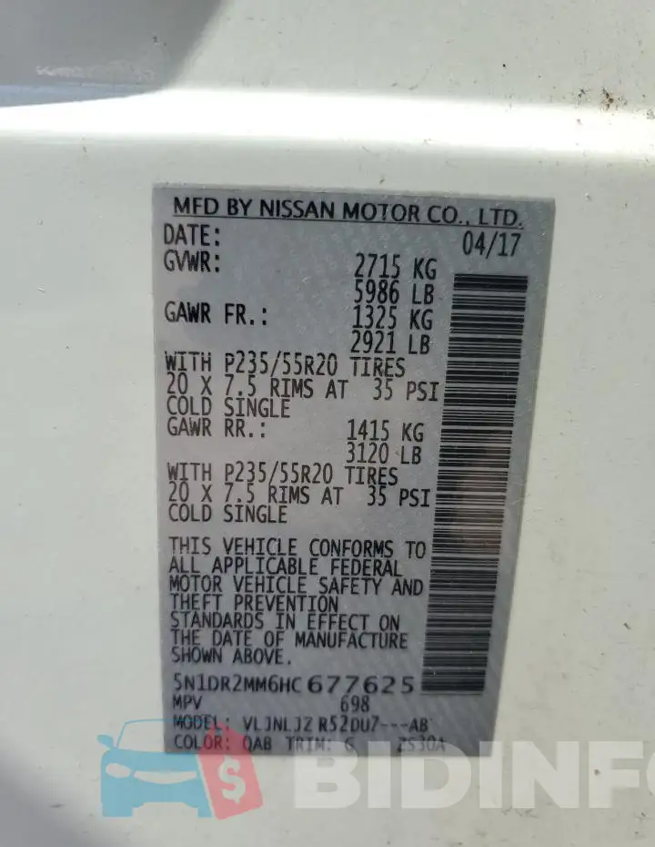 5N1DR2MM6HC677625 Photo# 13