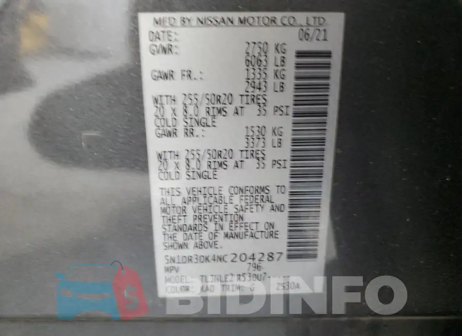 5N1DR3DK4NC204287 Photo# 14