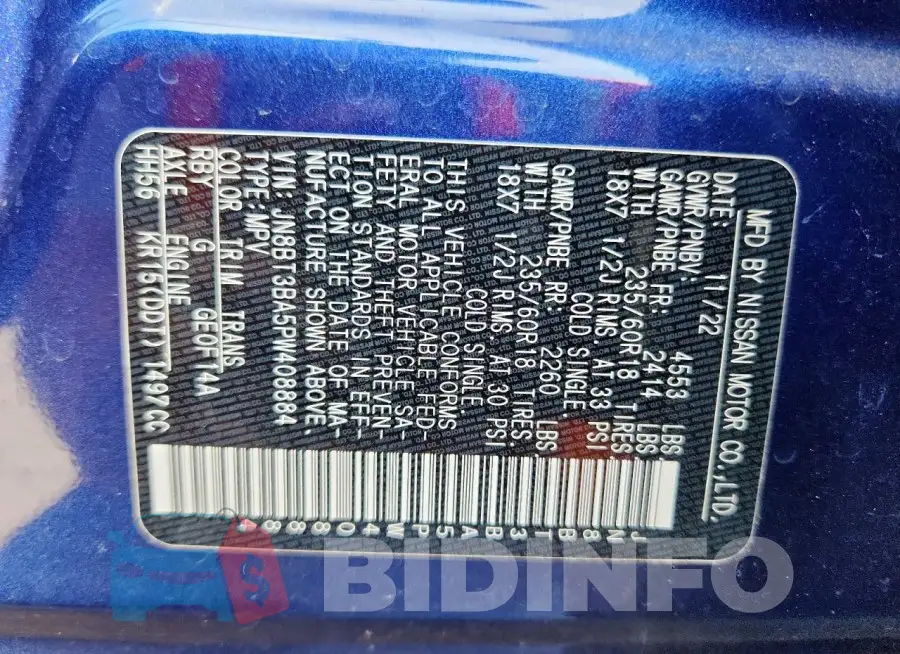 JN8BT3BA5PW408884 Photo# 14