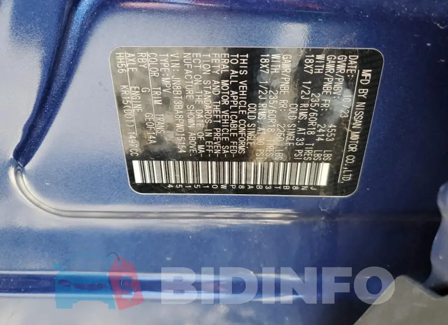 JN8BT3BA8PW015154 Photo# 13