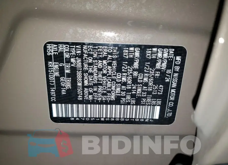 JN8BT3BB8SW150748 Photo# 14