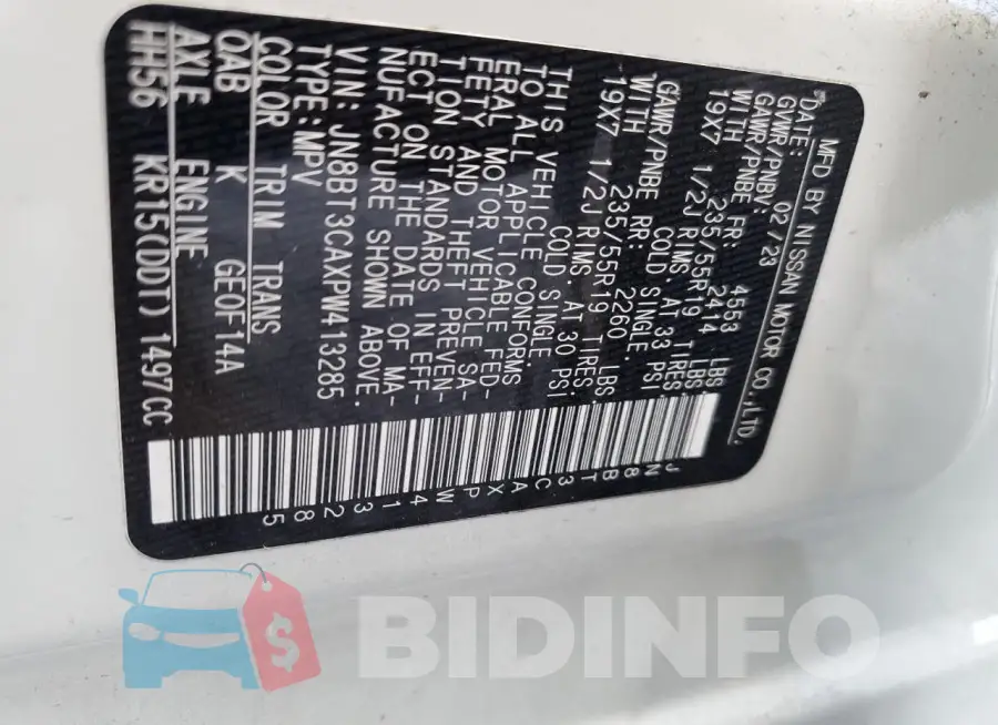 JN8BT3CAXPW413285 Photo# 14