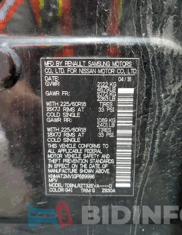 KNMAT2MV1GP689996 Photo# 14