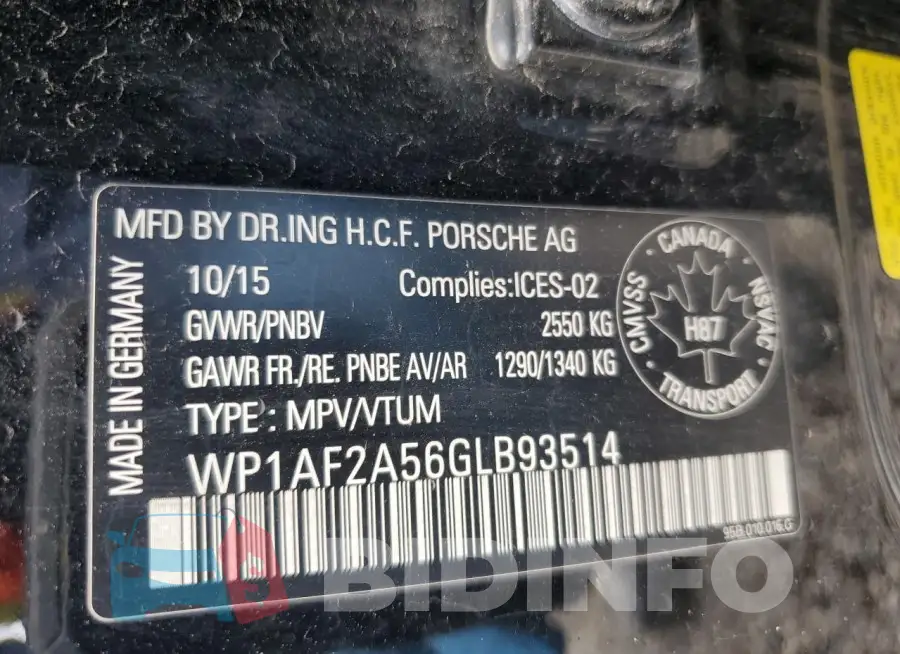 WP1AF2A56GLB93514 Photo# 13